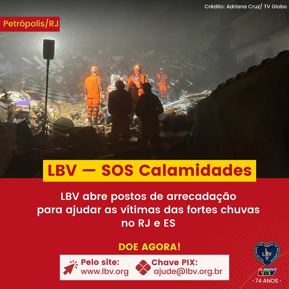 LBV mobiliza doações para vítimas das chuvas no Rio de Janeiro e no Espírito Santo