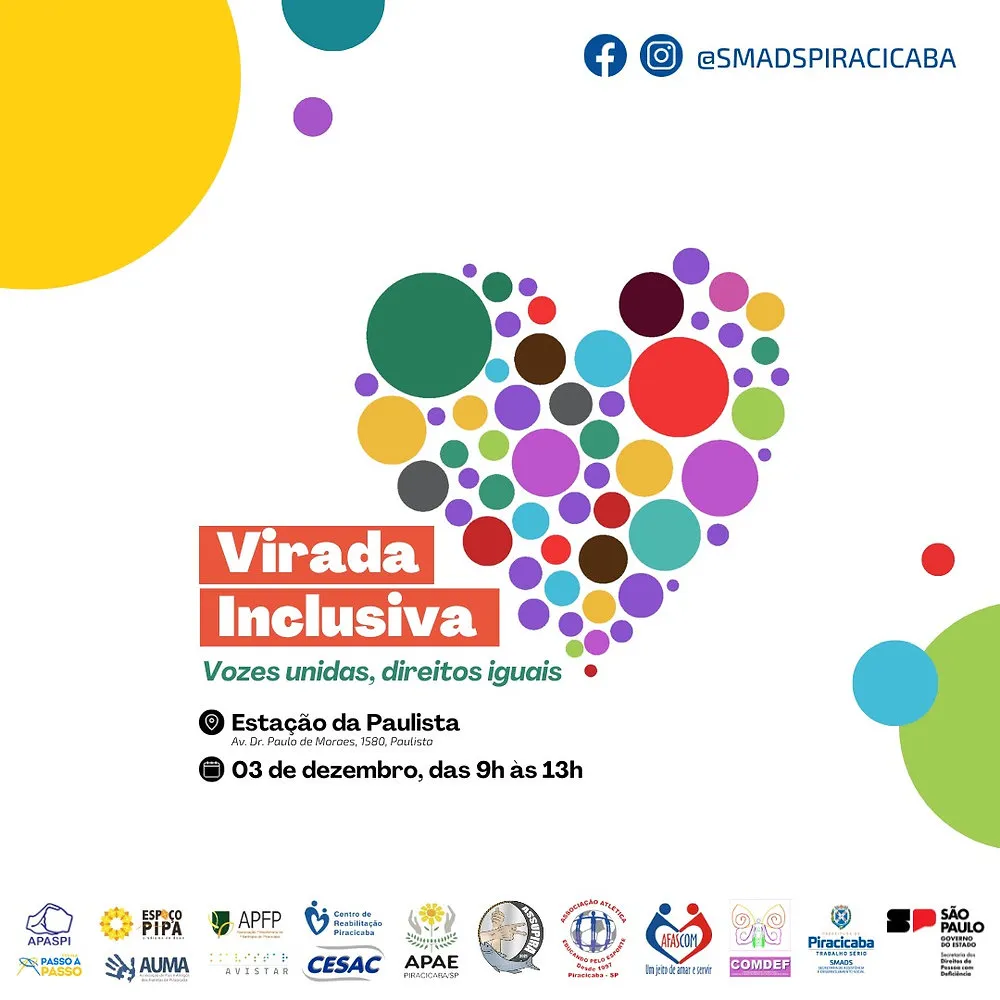 Dia Internacional da Pessoa com Deficiência: Piracicaba recebe Virada Inclusiva neste domingo (3)