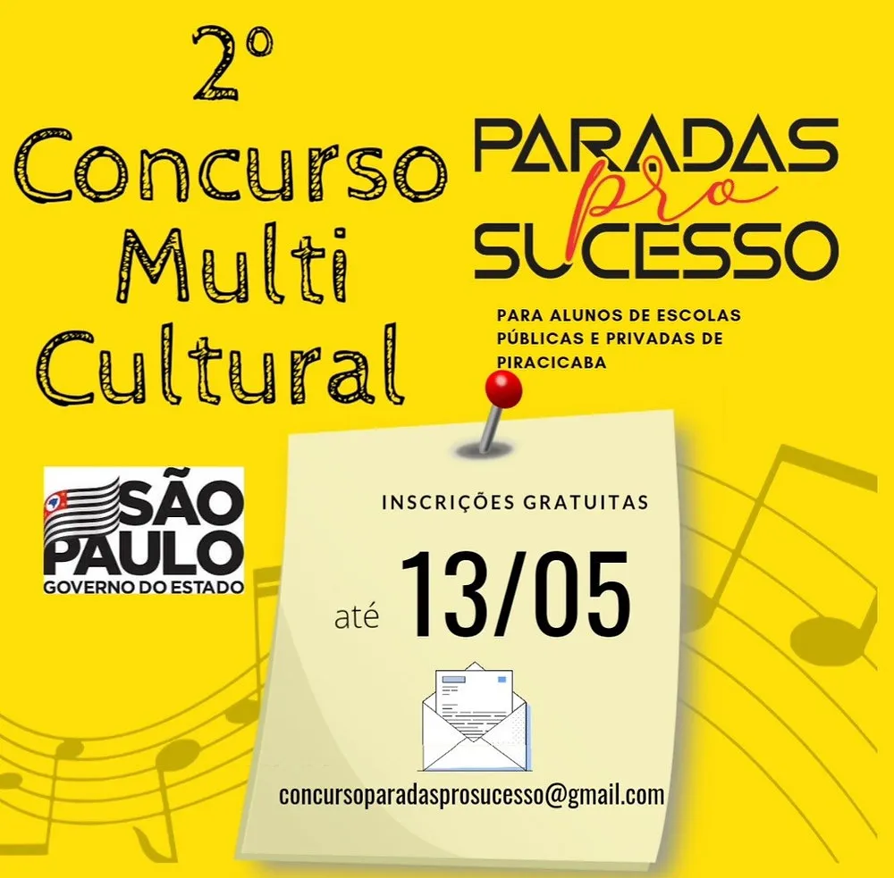 Piracicaba (SP): 2º  Concurso Cultural Paradas pro Sucesso está com inscrições abertas
